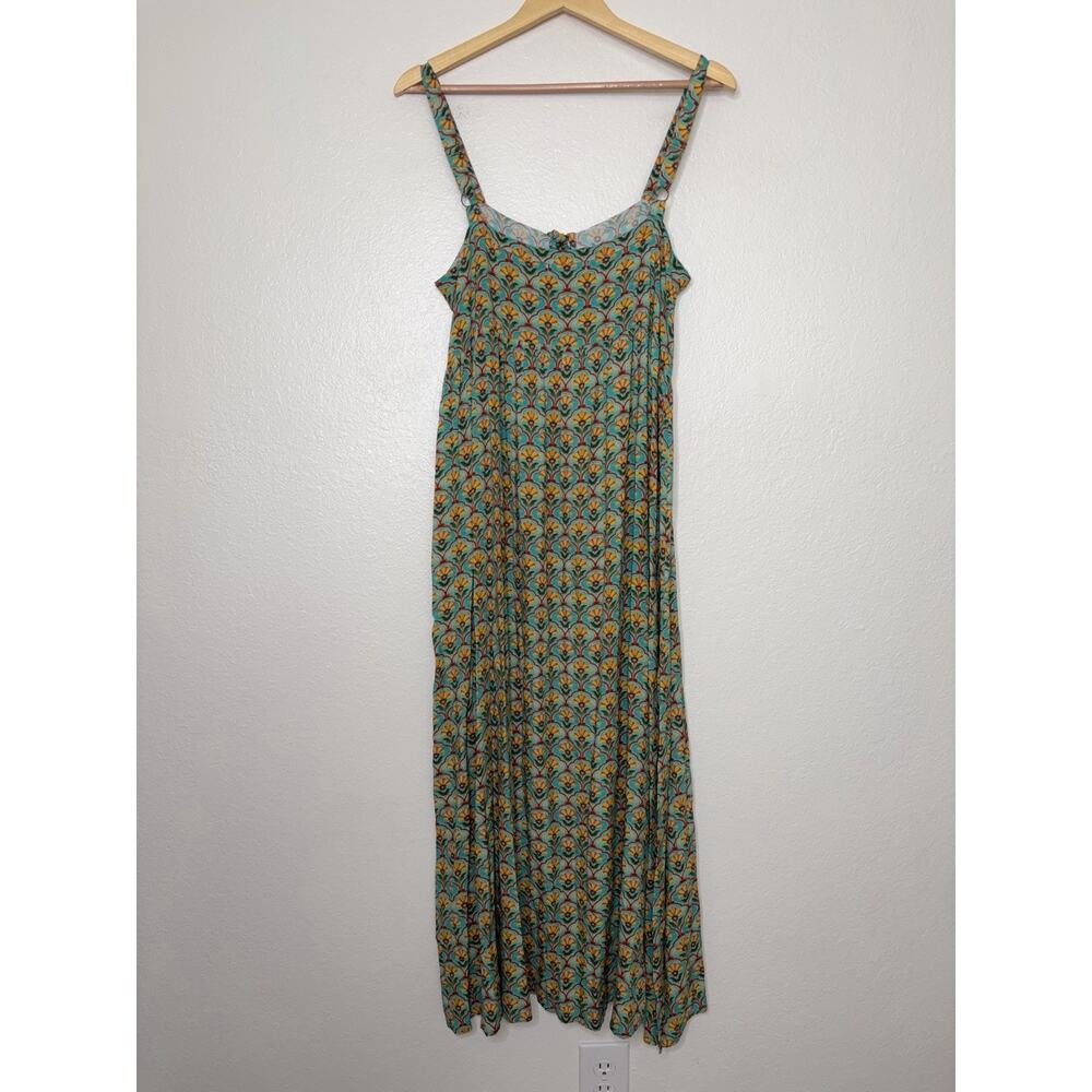 Natural Life Teal Floral Maxi Dress Size Medium 70s Boho Chic, Indie Folk - Picture 4 of 4